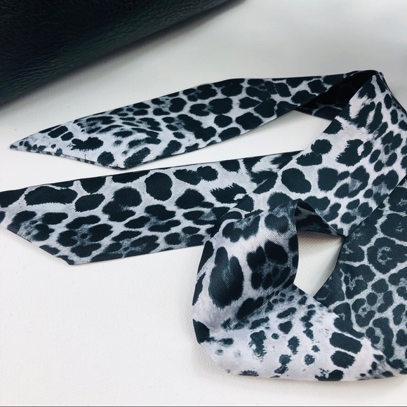 3/$15 Gray Cheetah Twilly Purse Head Neck Scarf - Picture 3 of 8